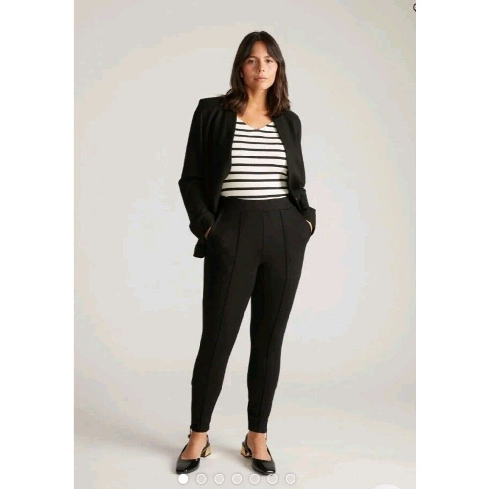 Universal Standard Skinny Pintuck Ponte Pants With Zip Ankle Womens  4XS Navy